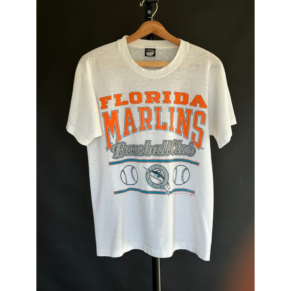 1991 Screen Stars Vintage Men's Florida Marlins‎ Tshirt Large White